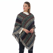 Herbst-Winter-warme karierte Ponchos und Capes für Frauen Übergroße Schals und Wickel